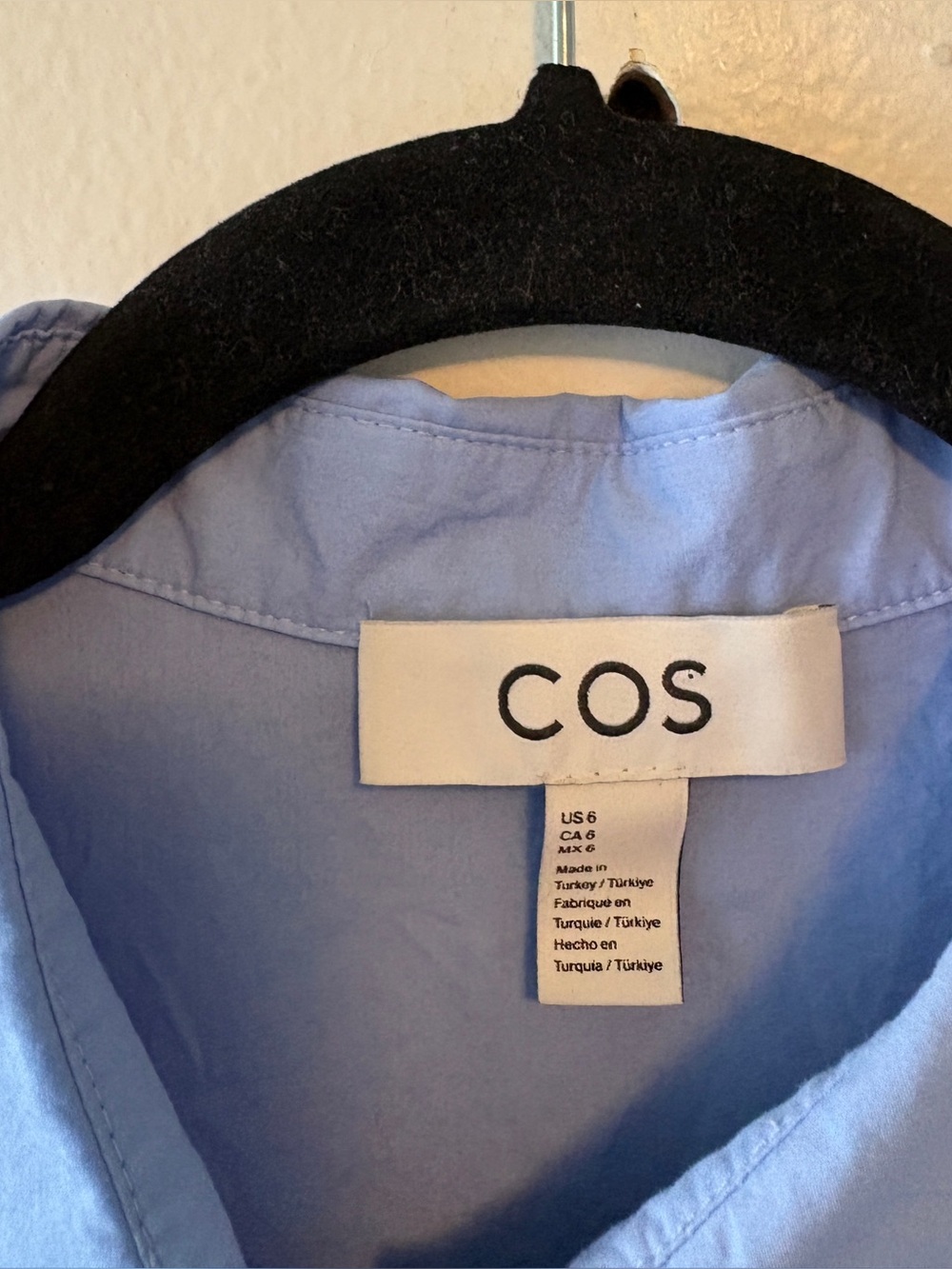 COS BOXY SHORT-SLEEVED POPLIN SHIRT LIGhT BLUE SIZE 6 100% COTTON MINIMALIST - Picture 5 of 8